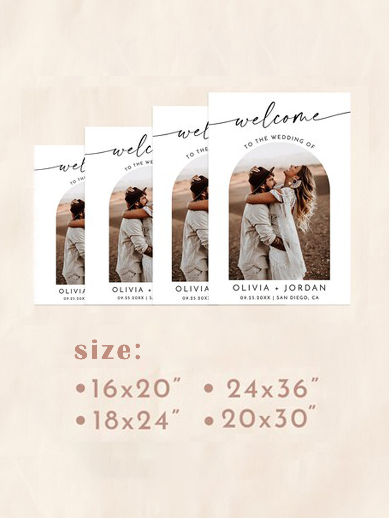 Personalization Arched Photo Minimalist Welcome Sign